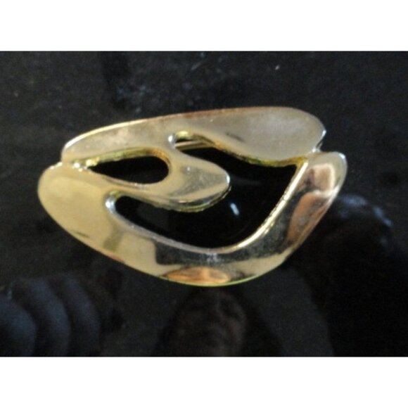 Vintage 1970s Gold Tone Brass Belt Buckle Unique Abstract Shape